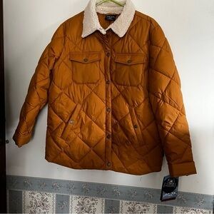 hfx Quilted Jacket  Faux Sherpa Collar Snap Front  NWT Lg 12-14